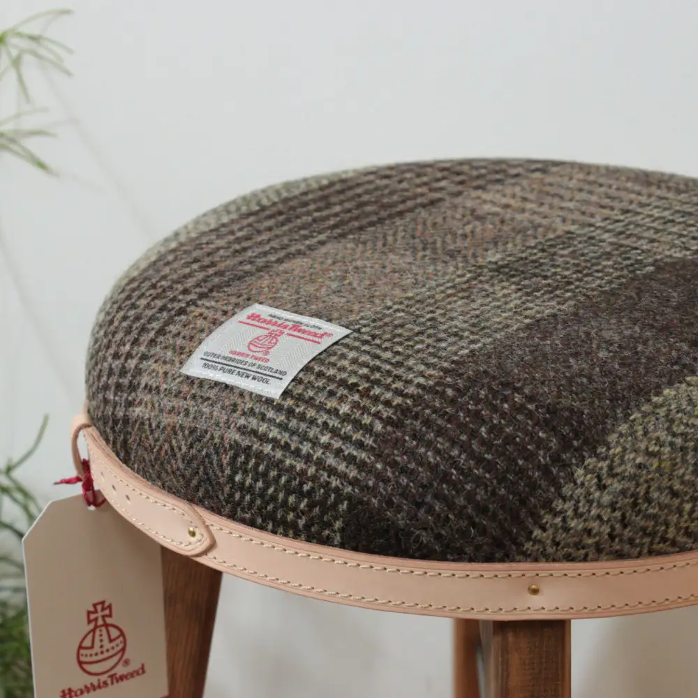 まぁるいスツール【ブラウンチェック】 子供 椅子イスキッズ HARRIS TWEED（ハリスツイード）