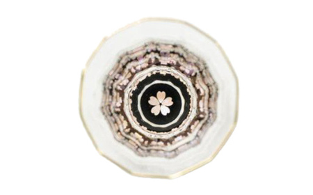 螺鈿ガラス 金杯（万華鏡） 桜（貝入）黒 高岡漆器 グラス 酒器 杯 盃 民芸品 工芸品 食器 コップ  FAD-0030