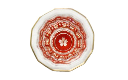 螺鈿ガラス 金杯（万華鏡） 桜（貝入）朱 高岡漆器 グラス 酒器 杯 盃 民芸品 工芸品 食器 コップ  FAD-0031