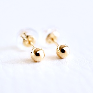 【ジュエリー】K18 18金 ゴールド 地金 シンプル ボール ピアス (3mm) 保証書付 KO-0001 242-007-b