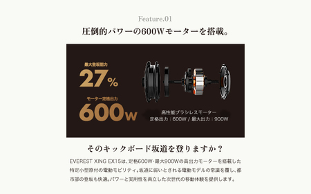 【免許不要】特定小型原付 EVERST XING EX15 スレートブラック 【Acalie】 電動キックボード コンパクト 折りたたみ[MGS008-2]
