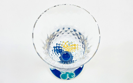 九谷和グラス 冷酒グラスクローバー（ブルー） 工芸品 グラス コップ 食器 F6P-3152