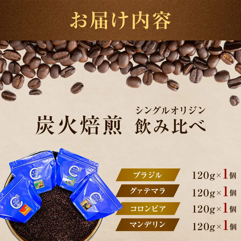 炭火焙煎 シングルオリジン　飲み比べ