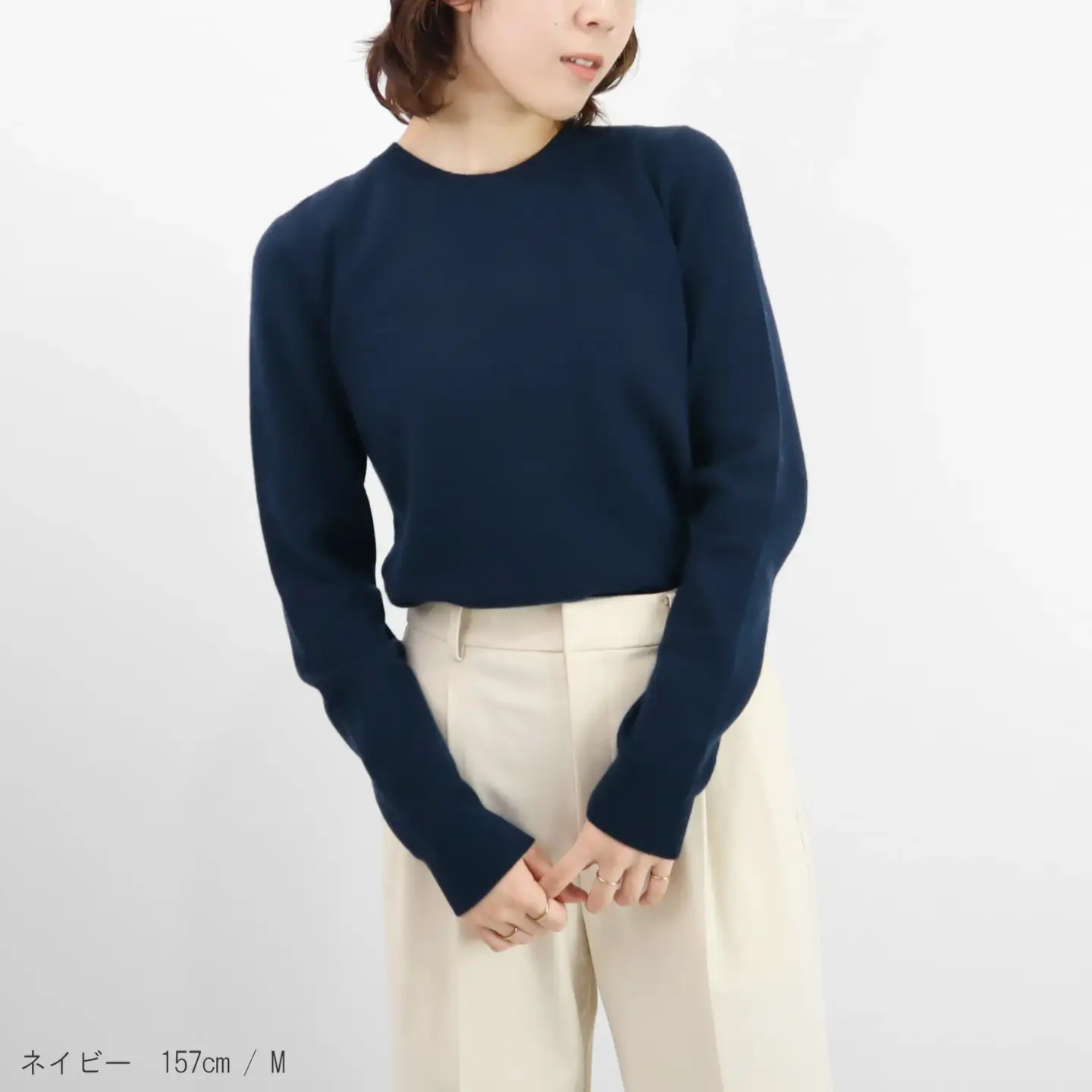 カシミヤクルーネック セーター オフホワイト L | カシミヤ ニット