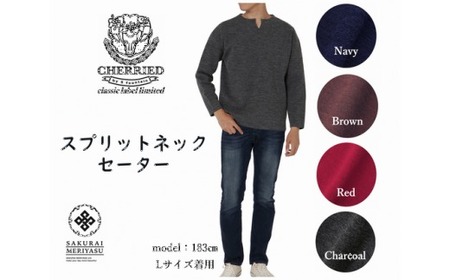 スプリットネックセーター ( ネイビー・ＸＬ ) | メンズ ニット