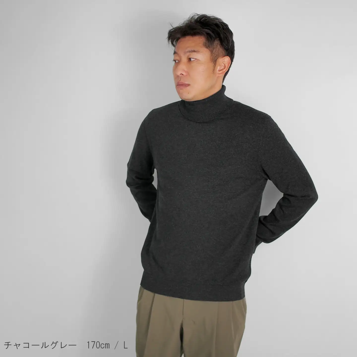 カシミヤニット タートルネック セーター ( ブラック・L ) メンズ