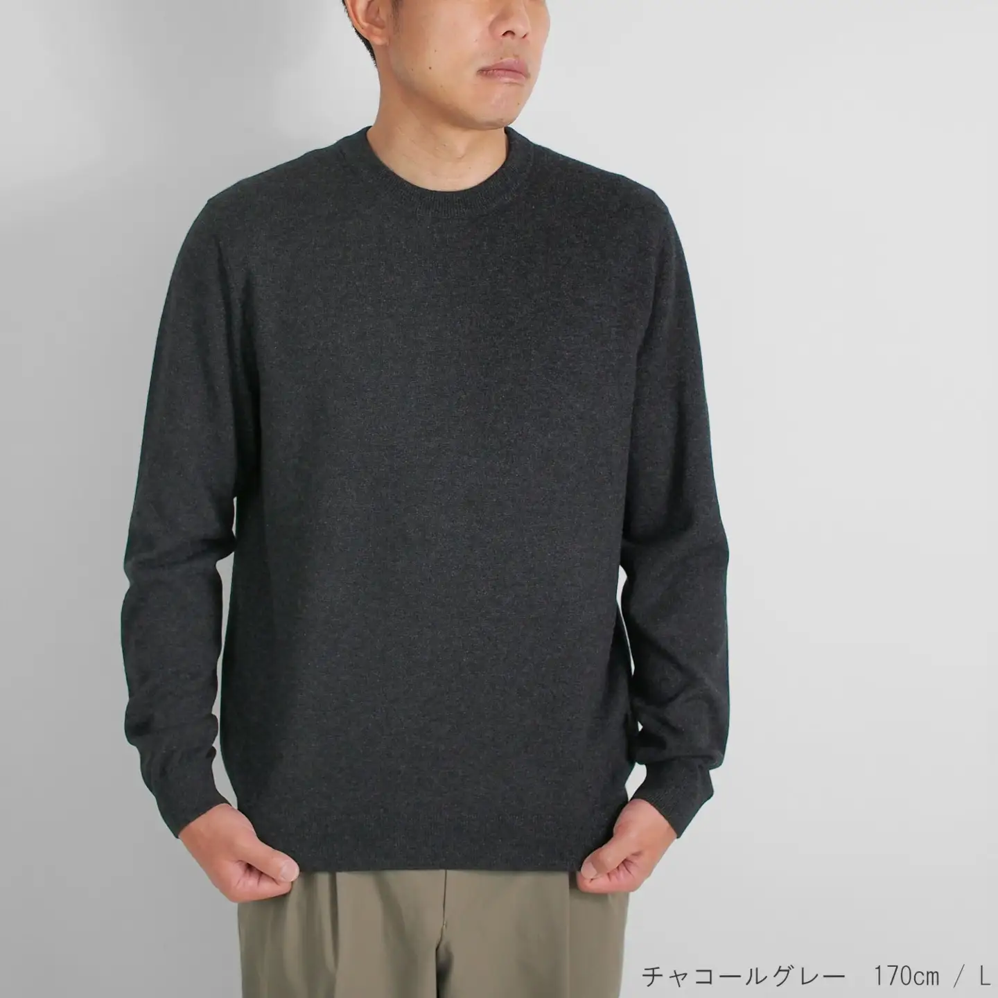 カシミヤニット クルーネック セーター ( ブラック・LL ) メンズ