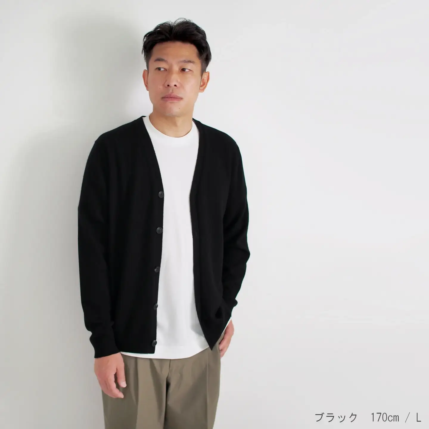 カシミヤニット Vネックカーディガン ( ネイビー・M ) メンズ