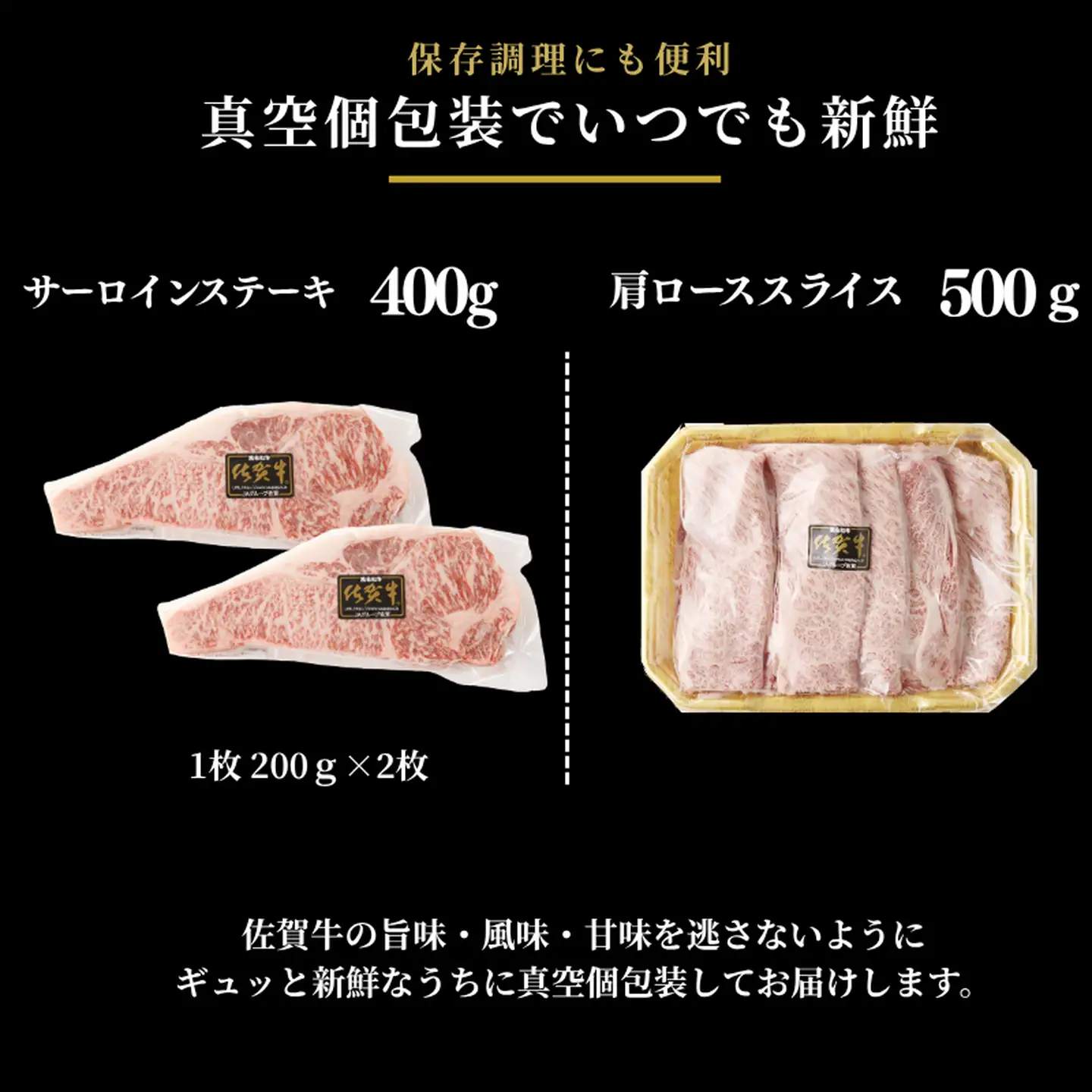 佐賀牛サーロインステーキ 400g・佐賀牛肩ローススライス 500g セット：B330-005