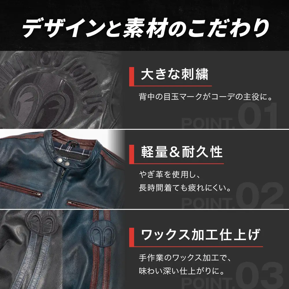【SP忠男コラボ】SP忠男レザージャケット[SPJ-6] ネイビー Mサイズ｜京都 バイクギア 人気ブランド バイク