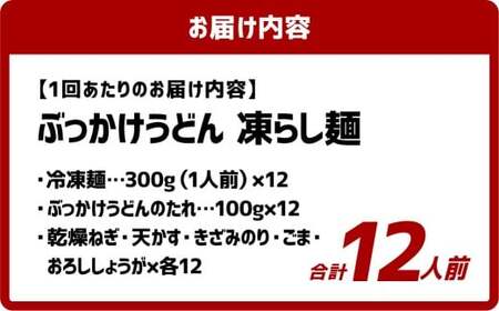 【6ヶ月定期便】ぶっかけうどん 凍らし麺 12人前×6回 うどん 麺類 麺 冷凍 ぶっかけうどん タレ つゆ 岡山県 倉敷市