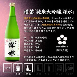 諏訪五蔵 純米大吟醸 日本酒 飲み比べ セット 720ml 2本 横笛 「純米大吟醸 深水」 真澄 「七號」 102-66