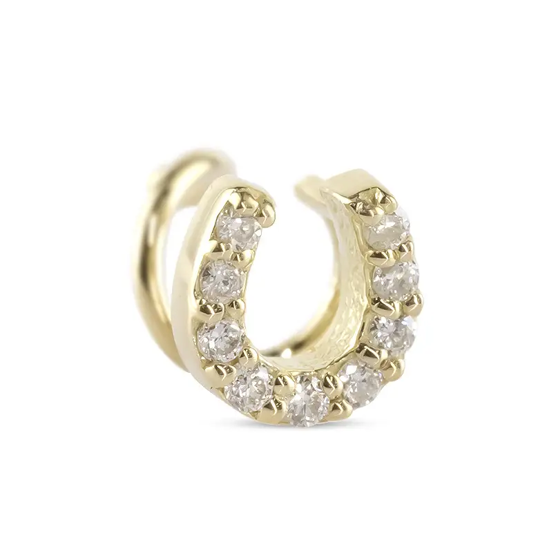 18金 ピアス 片耳 レディース 馬蹄 ダイヤモンド イエローゴールドK18 18k ゴールド つけっぱなし 簡単装着 キャッチのいらないピアス キャッチナッシャー ホースシュー 250612201dyu SWAA305