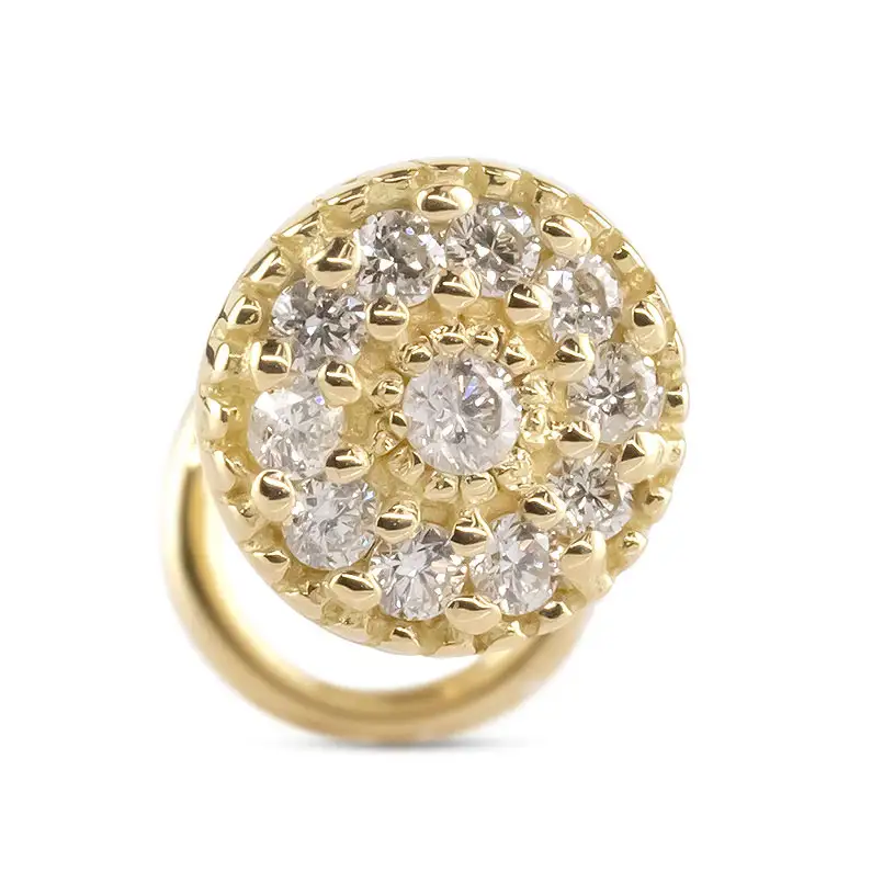 18金 ピアス 片耳 レディース ダイヤモンド パヴェ 18k イエローゴールドK18 ラウンド ジュエリー つけっぱなし 簡単装着 キャッチのいらないピアス キャッチナッシャー 250612200dyu SWAA307