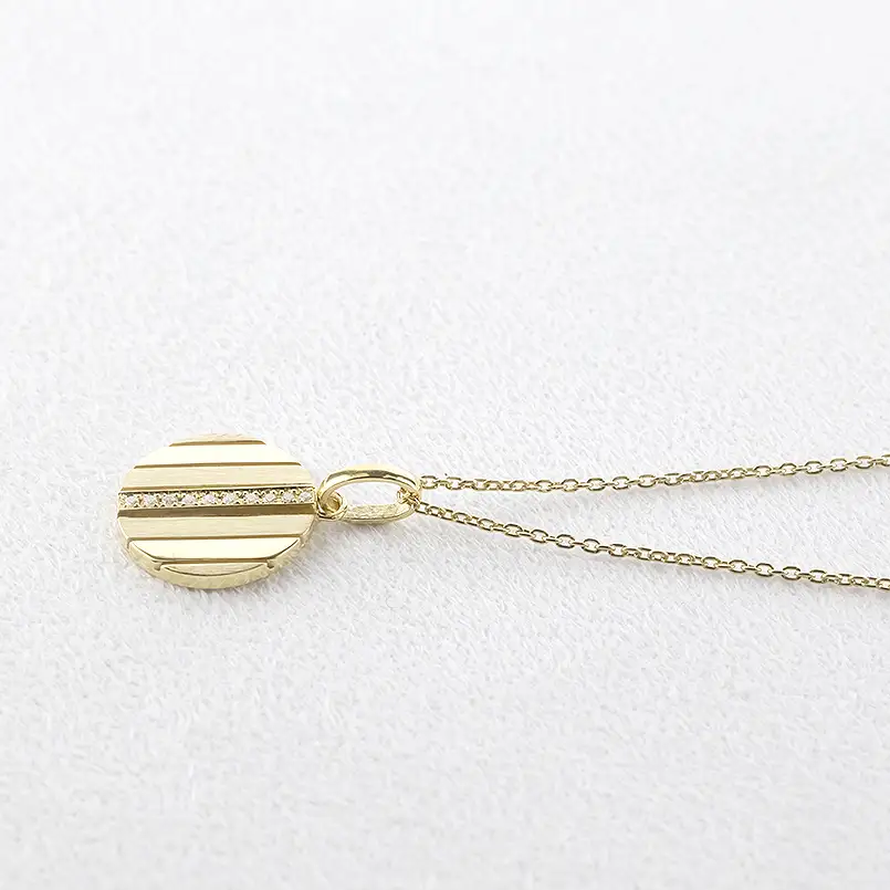 ネックレス メンズ 18金 18k ゴールド ダイヤモンド ペンダントトップ 大ぶり サークル ダイヤ イエローゴールドK18 ストライプ コイン型 ラウンド お守り ジュエリー シンプル 普段 使い 人気 250520200ym SWAA328