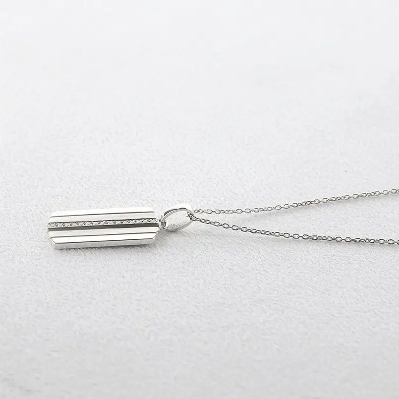 ネックレス メンズ プラチナ プレート ダイヤモンド 0.08ct ペンダントトップ 大ぶり pt900 ダイヤ ストライプ タグペンダント ジュエリー シンプル 大きめ 普段 使い 人気 250520201pm SWAA330