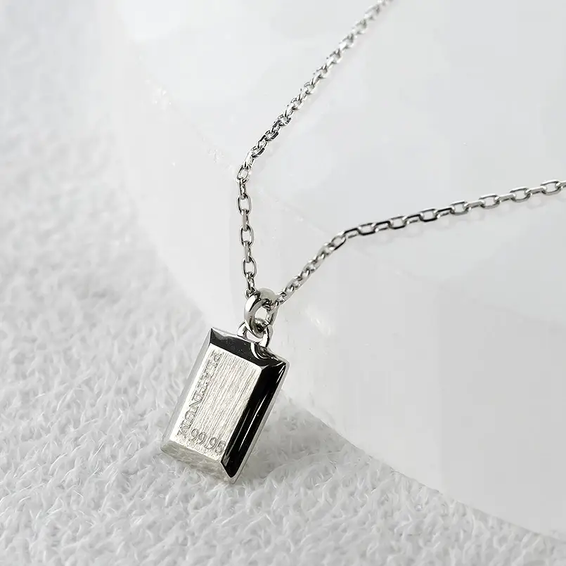 ネックレス 純プラチナ ペンダントトップ レディース インゴット型 プラチナ pt999 チェーン 金属アレルギー 対応 プレート 小さめ スクエア 地金 ジュエリー シンプル 人気 普段 使い 250530mro200p999n SWAA351
