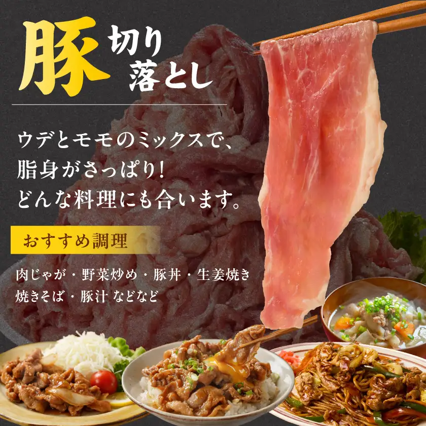 宮崎県産豚切り落とし2kg&鶏モモ肉(カット済み)600g〔MJ-N501〕_(都城市) 宮﨑県産 切り落とし ウデ・モモ 豚肉 小分け 宮崎県産鶏 真空パック もも肉 カット済