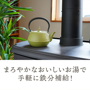 南部鉄器　鉄瓶　末広アラレ緑　1.2L ガスレンジ IH調理器 伝統工芸品 鉄分補給 使いやすい 人気 やかん ケトル キッチン用品 日用品 雑貨 [BS028]