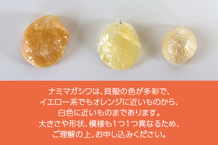 幸せを呼ぶ貝 ナミマガシワのピアス（イヤリング）：イエロー