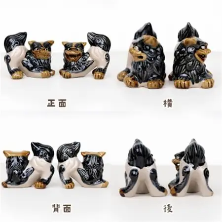 【焼物・やちむん】手作り 伝統工芸品 小横シーサー【1689334】