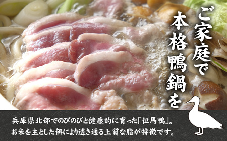 兵庫産 但馬鴨鍋セット2人前　出石そば付き／但馬鴨 鴨スライス 鴨つくね 特製 鴨ダシ 鍋 野菜 ごはん 上質な脂 本格鴨鍋 真空 冷凍 本格