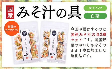 国産 乾燥野菜 みそ汁 2種セット キャベツ 2袋 白菜 2袋 合計 4袋 吉良食品 《30日以内に出荷予定(土日祝除く)》 熊本県 大津町 野菜 乾燥野菜 味噌汁 みそ汁 時短 簡単 便利