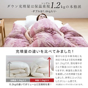 【増量1.2kg】羽毛布団　ハンガリーホワイトダック93％　DP400　シングル（ピンク：かるた遊び柄） _  増量タイプ 羽毛 掛け布団 ハンガリー ホワイトダック ダウン 93％ 洗える 日本製 充てん量 シングル 1.2kg かるた遊び 保温 立体キルト ダウンプルーフ 抗菌 防臭 江崎ふとん 久留米市  〔Qc073-kpi〕