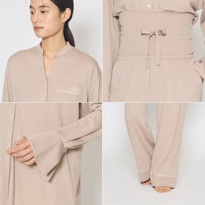 【ピンク Mサイズ】リファ バイタルテック モイストスムース スタンドカラースリープウェア/WOMEN