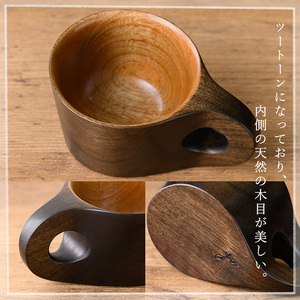No.1325 ＜日本製＞タブ材 ミニマグカップ(高5.5cm×横8cm×長11cm、容量約150cc) 日本製 工芸品 キッチン 食器 テーブルウェア コップ カップ マグカップ 木製 木彫り 手作り 手彫り ギフト 贈答 記念日 プレゼント アウトドア キャンプ ミニサイズ【GURI工房】