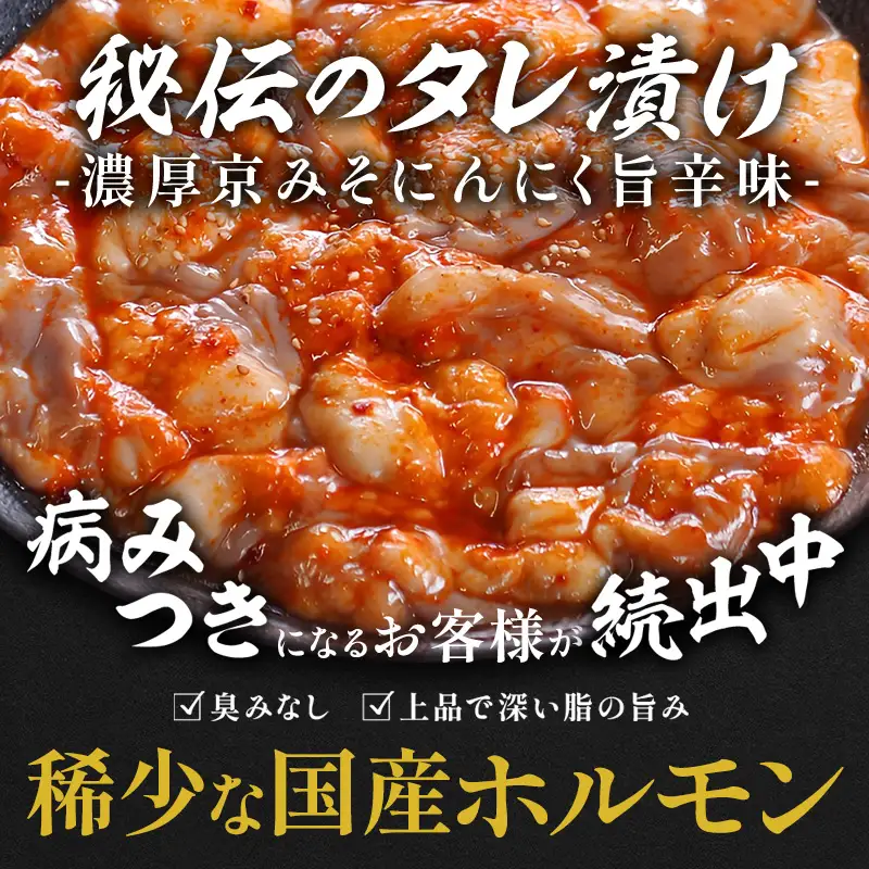 【訳あり】 霜降り 極みトロホルモン 1kg 京味噌にんにく旨辛味 秘伝のタレ付き 簡易包装
