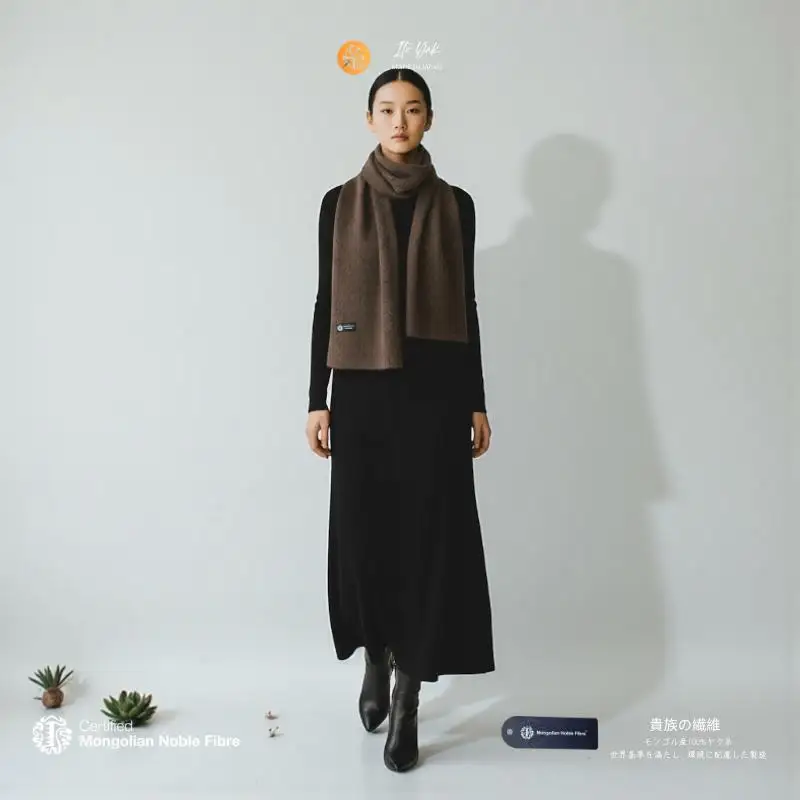 『Noble Fibre』100％ヤク・マフラー メッシュ ベージュ