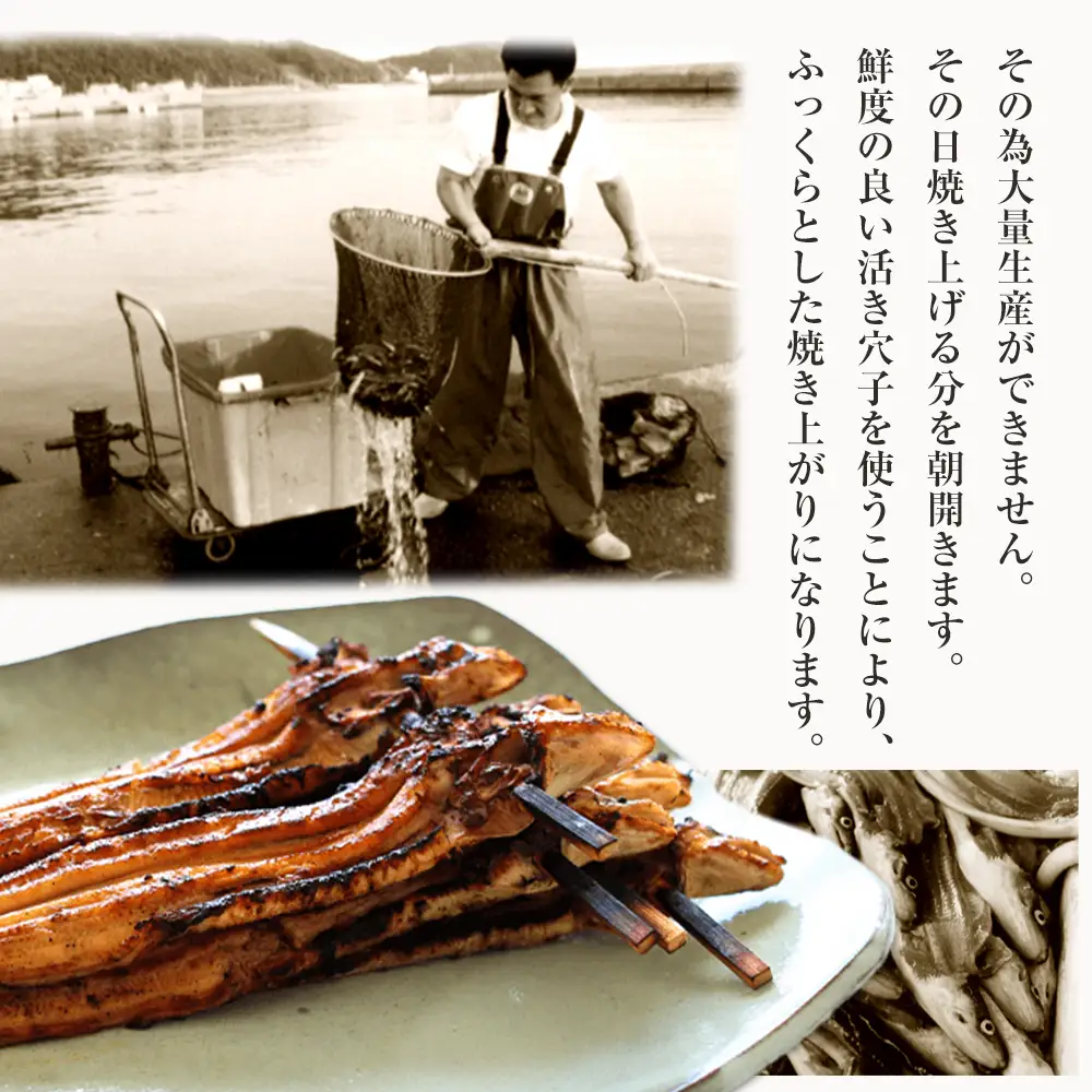 炭焼きあなご 大型4匹 たれ付き 穴子