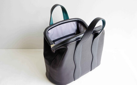 バッグ HIYORI240 牛革 ハンドバッグ トートバッグ VALLEYSHELL 青梅市 ブラック×ブルー