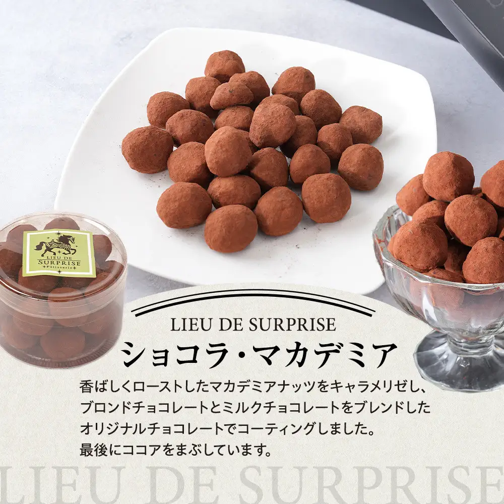 ［Pâtisserie LIEU DE SURPRISE］アマンドショコラ、ショコラ・マカデミア、オランジェット詰め合わせ