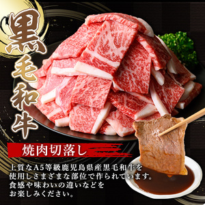A5等級鹿児島県産黒毛和牛焼肉切落し(計1kg・250g×4パック) 切り落とし 焼肉 黒毛和牛【LRプラスK】A1005