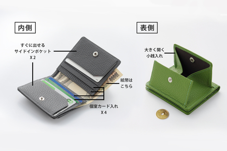 【YOSHINA】コンパクト二つ折り財布（小銭入れ付き）ブラック