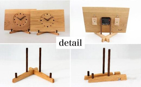 【高島屋選定品】スタンド付耳付時計 ヨコ | 置き時計 木製 アナログ シンプル 無垢材 天然木 ウッド プレゼント 木目調 雉子舎 飛騨高山 ATKJ007
