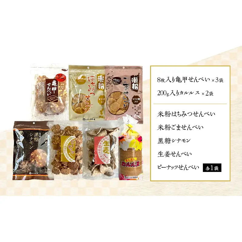 【金賞受賞】老舗が焼き上げる昔ながらの優しい甘さ。手が止まらない亀甲せんべい入り7種類の大容量詰合せ｜おかき 煎餅 せんべい  ギフト 贈答 お得 セット 和菓子 お菓子 詰め合わせ 大容量 日持ち 小分け 甘い 米粉 ピーナッツ