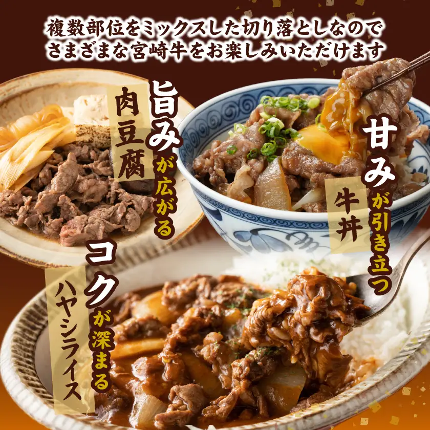 宮崎牛切り落とし&黒豚味噌漬けセット〔MJ-N4-008〕_(都城市) 都城産宮崎牛 国産牛肉 宮崎牛 切落とし 500g×1パック 都城産黒豚 黒豚 ロース みそ漬け 100g×6枚 牛肉 豚肉
