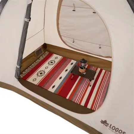 LOGOS コットンラグ (240×90cm)ブルー 雰囲気あるアウトドアシーンに 71809757【1689208】