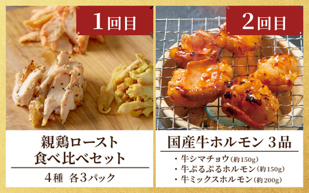 【6ヶ月定期便】前田かしわ店 鶏 牛ホルモン おすすめセット [H-019001]