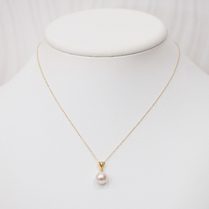 S101-468_あこや真珠 天草 ネックレス ペンダント ダイヤモンド 0.05ct 8mm - 8.5mm  K18