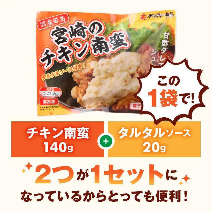本場宮崎のチキン南蛮4セット≪みやこんじょ快速便≫〔12-N8-001-R〕_(都城市) 郷土料理 冷凍 電子レンジ 簡単 タルタルソース 南蛮酢 国産若鳥 胸肉 時短 揚げない