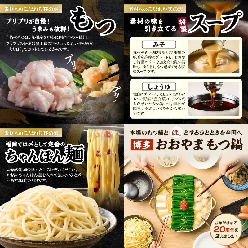 「おおやま」もつ鍋 味わい定期便【隔月定期便(計3回発送)】【G5-015】