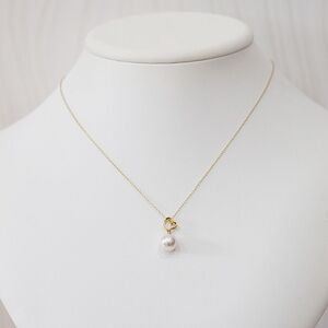 S101-483_あこや真珠 天草 ネックレス ペンダント ダイヤモンド 0.01ct 8mm - 8.5mm ホワイトピンク 真珠 K18 ハート