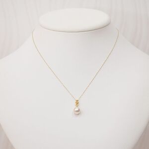 S101-495_あこや真珠 天草 ネックレス ペンダント ダイヤモンド 0.01ct 8mm - 8.5mm ホワイトピンク 真珠 K18