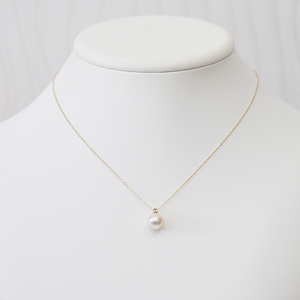 S101-507_あこや真珠 ペンダント ネックレス 8mm - 8.5mm 天草 熊本 ホワイトピンク 誕生石 3月 アクアマリン 半貴石 本真珠 K18