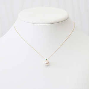 S101-513_あこや真珠 ペンダント ネックレス 8mm - 8.5mm 天草 熊本 ホワイトピンク 誕生石 5月 エメラルド 半貴石 本真珠 K18