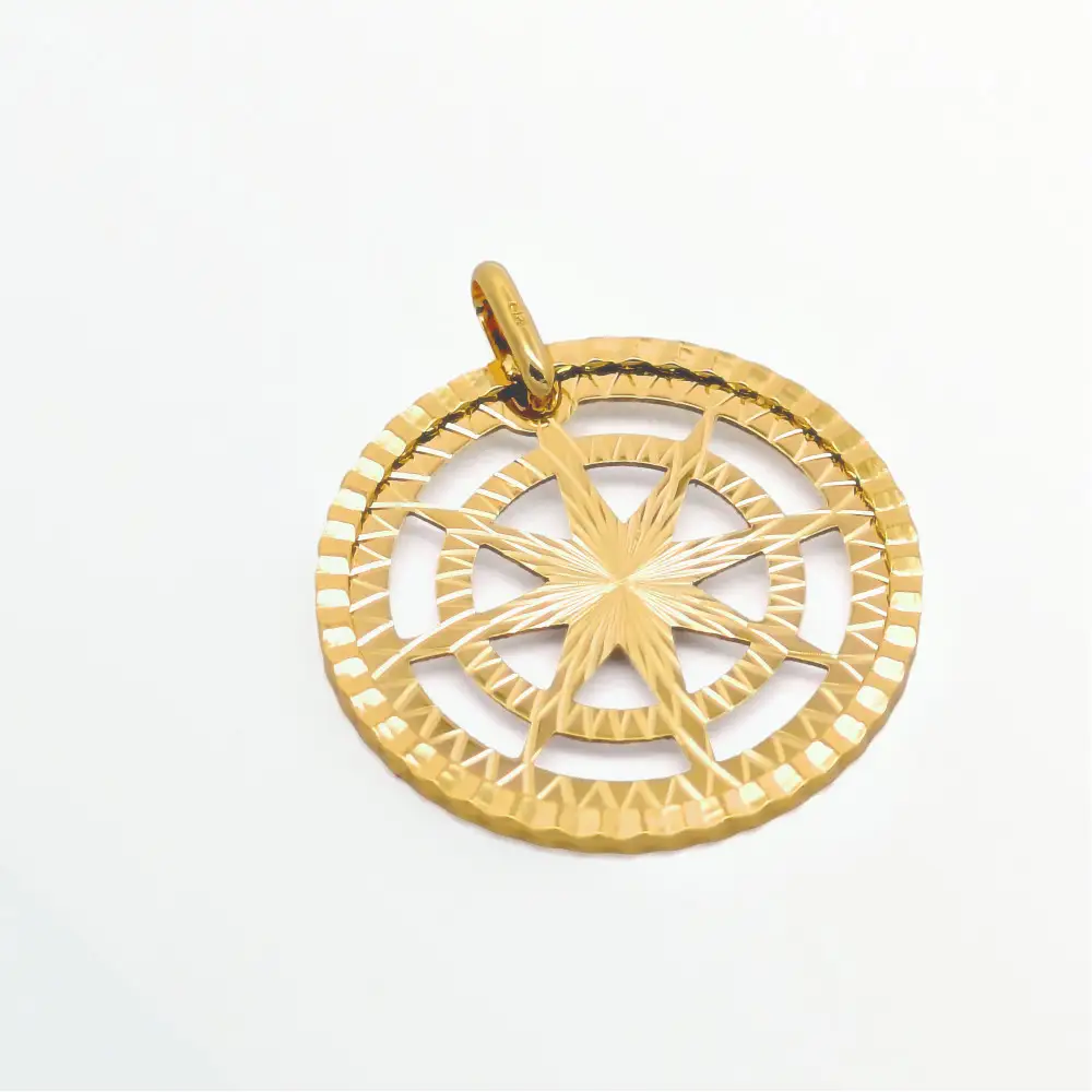 【18金イエローゴールドネックレス 羅針盤ペンダントトップ グリームカット長小豆0.25φ 45cm】富山県 富山市 贈り物 おすすめ ギフト 記念